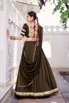 Dark Green Colour Sakhi Pure Chanderi With Zari Weaving Work Lehenga With Blouse And Dupatta Lnb1664